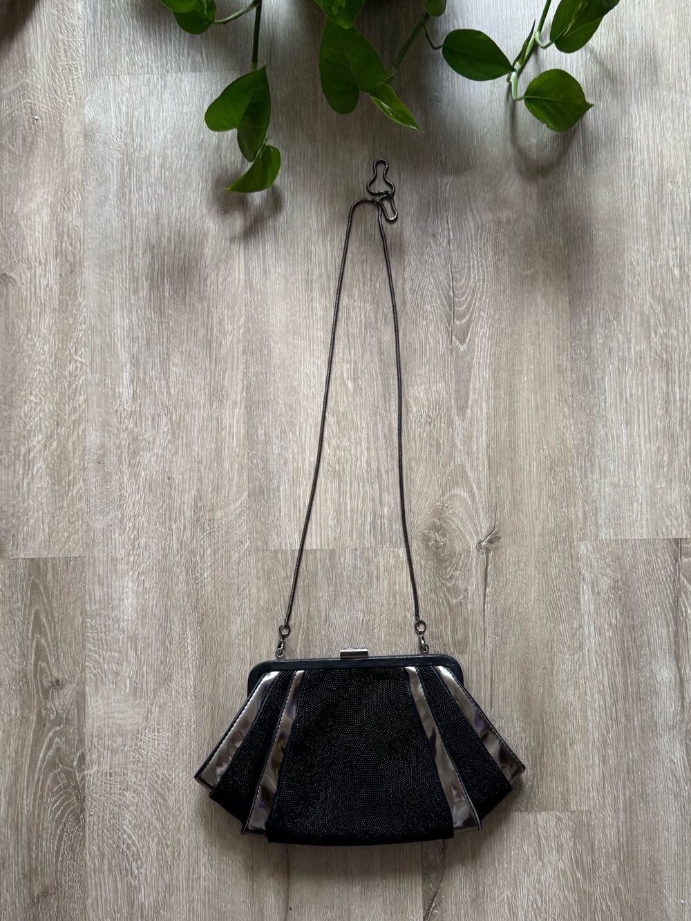 Zac Posen Shimmery Black  and Silver Evening Bag